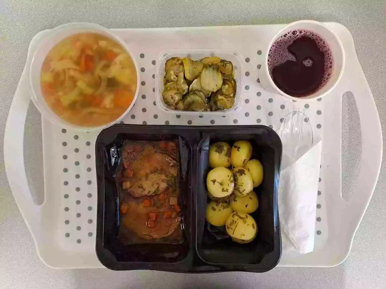 Obiad: dieta z ograniczeniem łatwoprzyswajalnych węglowodanów 

kompot owocowy b/c - 250ml, zupa jarzynowa z ziemniakami - 400ml (mleko seler), kluski śląskie - 200g (gluten), karczek pieczony z cebulką w sosie kminkowym – 100g, sałatka szwedzka -150g