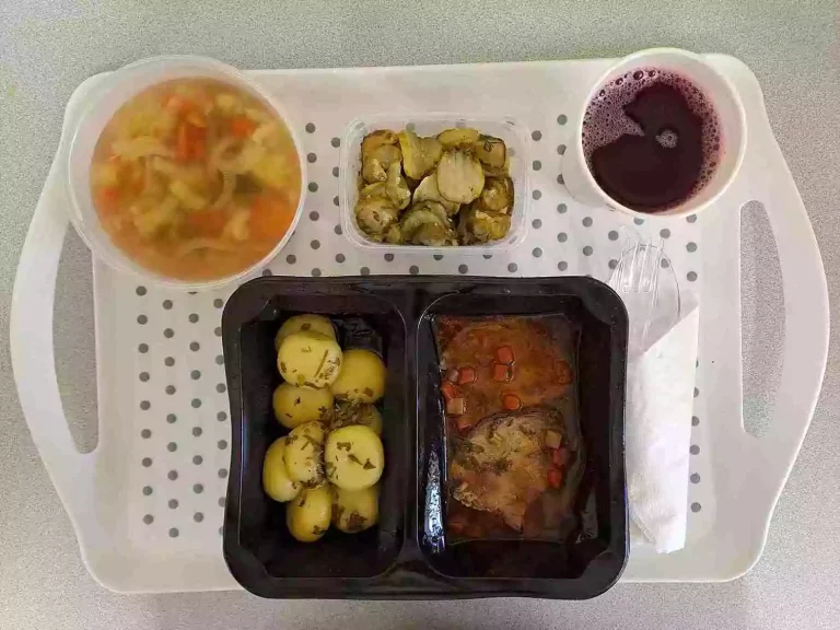 Obiad: dieta podstawowa

kompot owocowy b/c - 250ml, zupa jarzynowa z ziemniakami - 400ml (mleko seler), kluski śląskie - 200g (gluten), karczek pieczony z cebulką w sosie kminkowym – 100g, sałatka szwedzka -150g