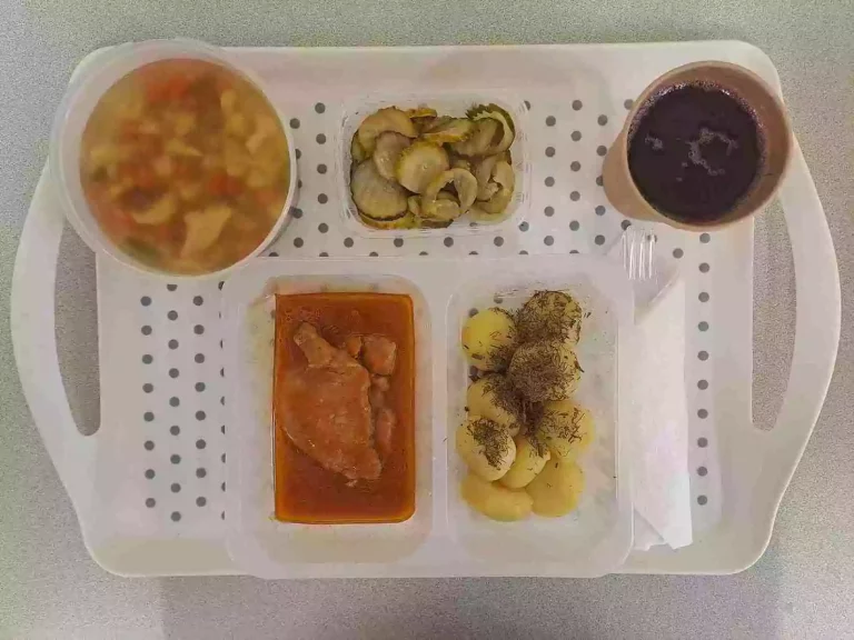 Obiad: dieta z ograniczeniem łatwoprzyswajalnych węglowodanów 

kompot owocowy b/c 250ml, zupa jarzynowa z ziemniakami 400 ml (mleko, seler), kluski śląskie 200 g (gluten), bitka wieprzowa 80 g, sos własny 50 ml (gluten), sałatka szwedzka 150 g