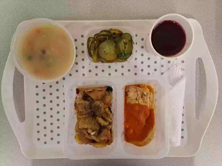 Obiad: dieta podstawowa

kompot owocowy - 250ml, zupa jarzynowa z ziemniakami – 400ml (mleko, seler), filet z kurczaka w sosie z pieczonej papryki - 100 + 50g, talarki ziemniaczane - 200g, surówka z ogórków kiszonych – 150g