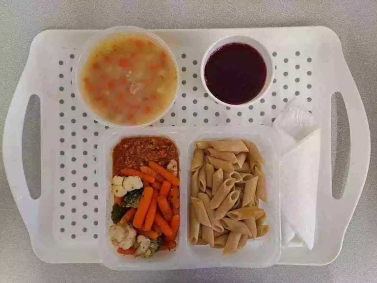 Obiad: dieta podstawowa

kompot owocowy - 250ml, krupnik z mięsem i ziemniakami - 400ml, (seler, gluten), makaron razowy 200g (gluten, jaja), sos bolońskiz mięsem drobiowym (dieta) – 200ml, mix warzyw gotowanych – 150g