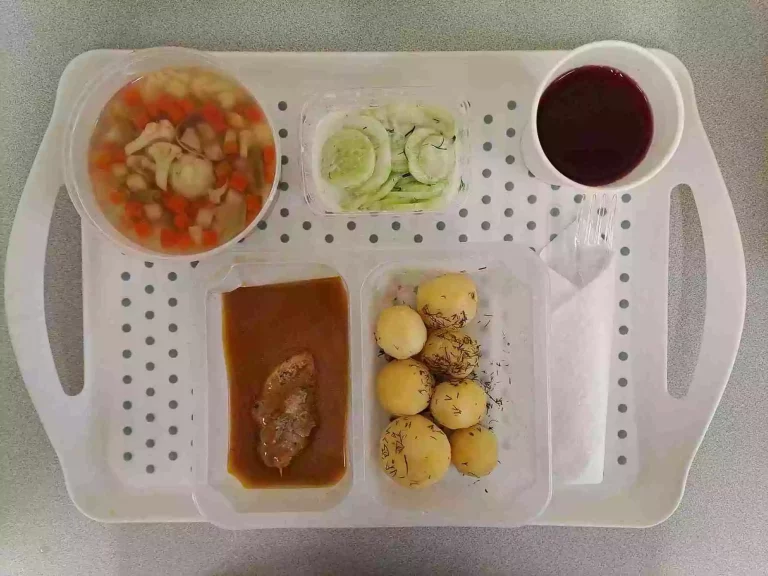 Obiad: dieta podstawowa

kompot owocowy b/c 250 ml, zupa jarzynowa z ryżem 400ml (mleko, seler), szynka wieprzowa gotowana 80g, sos własny 50ml (gluten), ziemniaki gotowane 200g, mizeria 150 g (mleko)