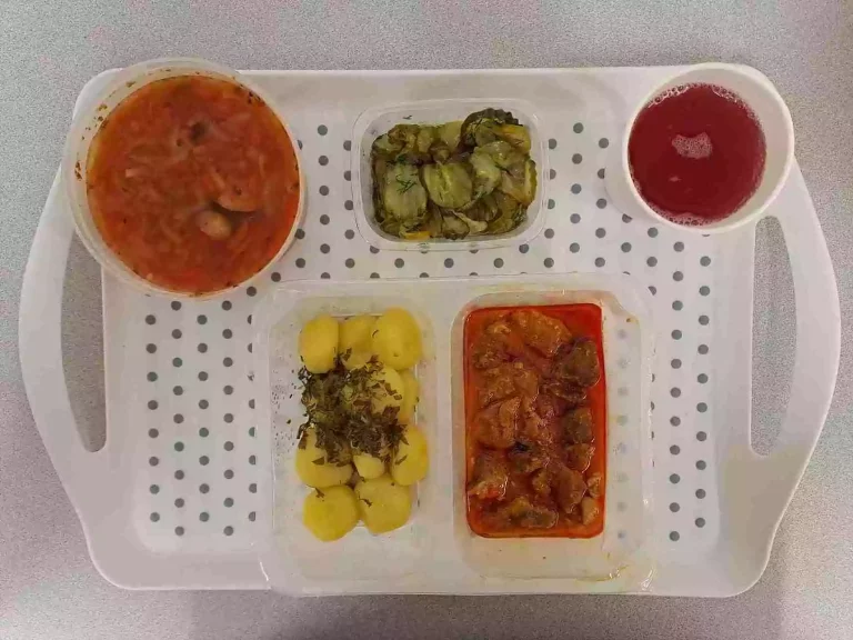 Obiad: dieta podstawowa
kompot owocowy b/c 250ml, kapuśniak z młodej kapusty z ziemniakami 400ml (seler), gulasz wieprzowy 150 g (gluten), kluski śląskie 200 g (gluten), sałatka szwedzka 150 g Obiad: dieta podstawowa
kompot owocowy b/c 250ml, kapuśniak z młodej kapusty z ziemniakami 400ml (seler), gulasz wieprzowy 150 g (gluten), kluski śląskie 200 g (gluten), sałatka szwedzka 150 g