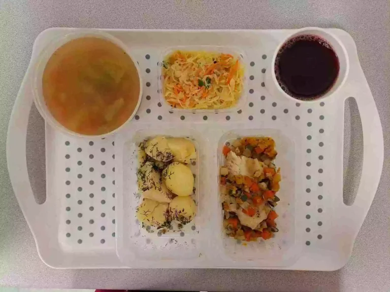 Obiad: dieta z ograniczeniem łatwoprzyswajalnych węglowodanów 

kompot owocowy b/c 250 ml, brokułowa z makaronem 400 ml (gluten, seler, jaja, mleko), miruna pieczona w warzywach 100 g (seler, ryba), ziemniaki gotowane z koperkiem 200g, surówka z kapusty kiszonej i marchewki 150 g