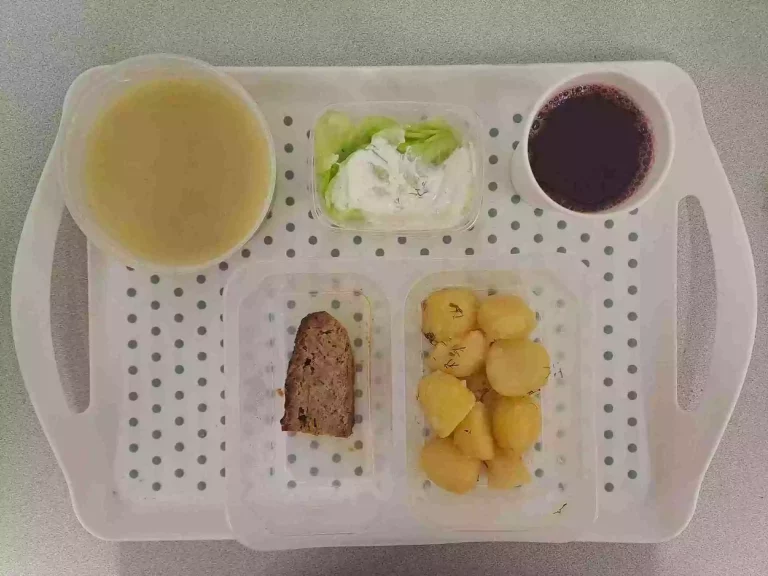 Obiad: dieta z ograniczeniem łatwoprzyswajalnych węglowodanów 

kompot owocowy b/c 250ml, koperkowa z zacierką 400 ml (seler, mleko), pieczeń rzymska 80 g (jaja, gluten, mleko), ziemniaki gotowane z koperkiem 200 g, mizeria 150 g (mleko)