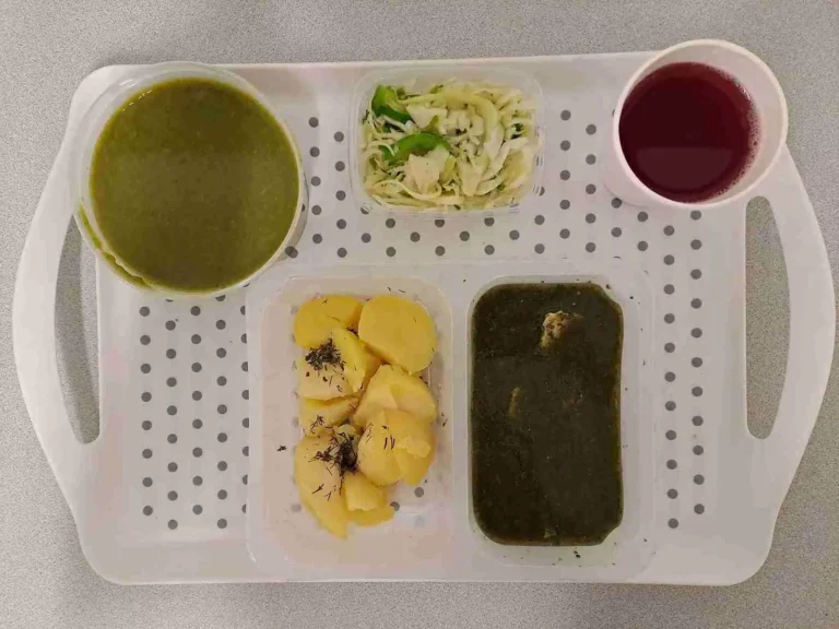 Obiad: dieta z ograniczeniem łatwoprzyswajalnych węglowodanów
kompot owocowy b/c 250 ml, zupa krem z zielonego groszku z grzankami 400 ml (gluten, seler, mleko), filet z piersi kurczaka pieczony w marynacie jogurtowo – ziołowej 80 g (mleko), sos szpinakowy 80ml (gluten, mleko), ziemniaki gotowane z koperkiem 200 g, surówka z papryki 150 g (mleko) Obiad: dieta z ograniczeniem łatwoprzyswajalnych węglowodanów
kompot owocowy b/c 250 ml, zupa krem z zielonego groszku z grzankami 400 ml (gluten, seler, mleko), filet z piersi kurczaka pieczony w marynacie jogurtowo – ziołowej 80 g (mleko), sos szpinakowy 80ml (gluten, mleko), ziemniaki gotowane z koperkiem 200 g, surówka z papryki 150 g (mleko)