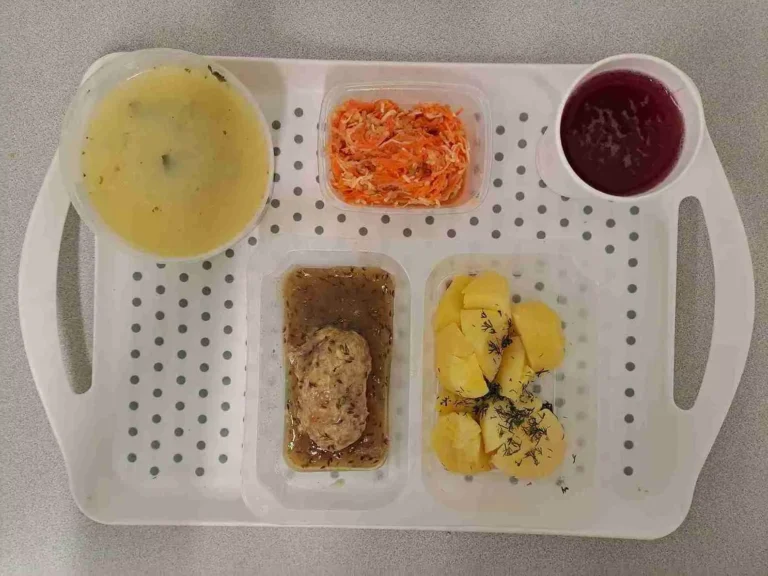 Obiad: dieta z ograniczeniem łatwoprzyswajalnych węglowodanów
kompot owocowy b/c 250 ml, zupa jarzynowa z ryżem 400ml (seler, mleko), zrazik wieprzowy mielony pieczony 80 g (jaja, gluten), sos kminkowy 50 ml (gluten,mleko), ziemniaki gotowane z koperkiem 200, g surówka z marchwi, selera i jabłka z jogurtem 150 g (seler, mleko) Obiad: dieta z ograniczeniem łatwoprzyswajalnych węglowodanów
kompot owocowy b/c 250 ml, zupa jarzynowa z ryżem 400ml (seler, mleko), zrazik wieprzowy mielony pieczony 80 g (jaja, gluten), sos kminkowy 50 ml (gluten,mleko), ziemniaki gotowane z koperkiem 200, g surówka z marchwi, selera i jabłka z jogurtem 150 g (seler, mleko)