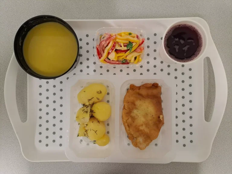 Obiad, dieta podstawowa: kompot owocowy b/c 250 ml, zupa krem z zielonego groszku z grzankami 400 ml (gluten, seler, mleko), filet z piersi kurczaka smażony w cieście naleśnikowym 110 g (jaja, gluten, mleko), ziemniaki gotowane z koperkiem 200 g, surówka z papryki 150 g (mleko) Obiad, dieta podstawowa: kompot owocowy b/c 250 ml, zupa krem z zielonego groszku z grzankami 400 ml (gluten, seler, mleko), filet z piersi kurczaka smażony w cieście naleśnikowym 110 g (jaja, gluten, mleko), ziemniaki gotowane z koperkiem 200 g, surówka z papryki 150 g (mleko)